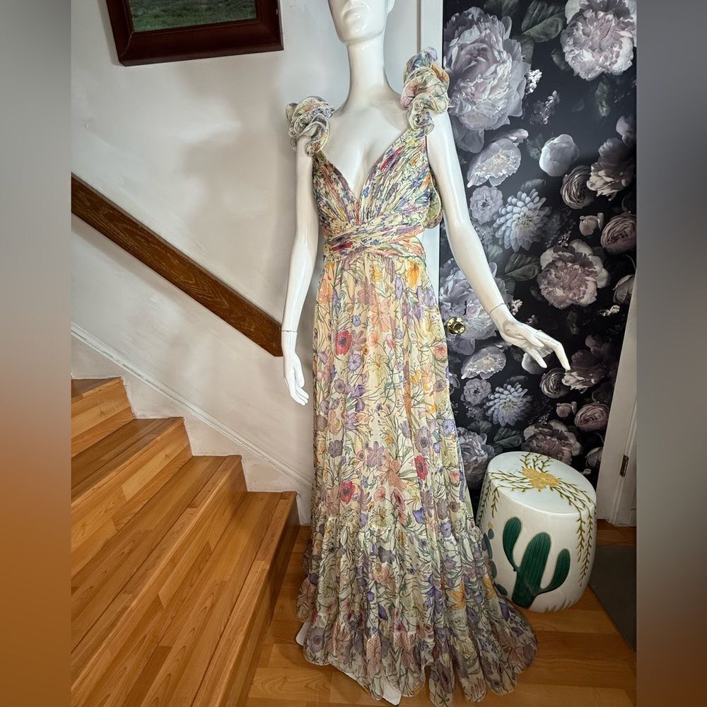 Mac Duggal Flutter-Sleeve V-Neck Maxi Dress/ size 10 - Picture 6 of 12